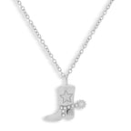 Cowboy Boot Crystal Charm Necklace - EVRYJEWELS