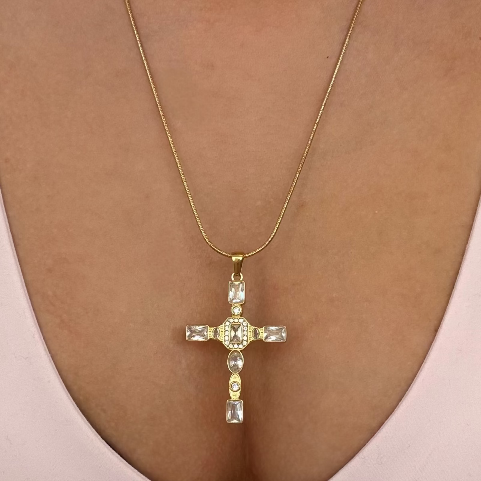 Gem Up Cross Necklace - EVRYJEWELS