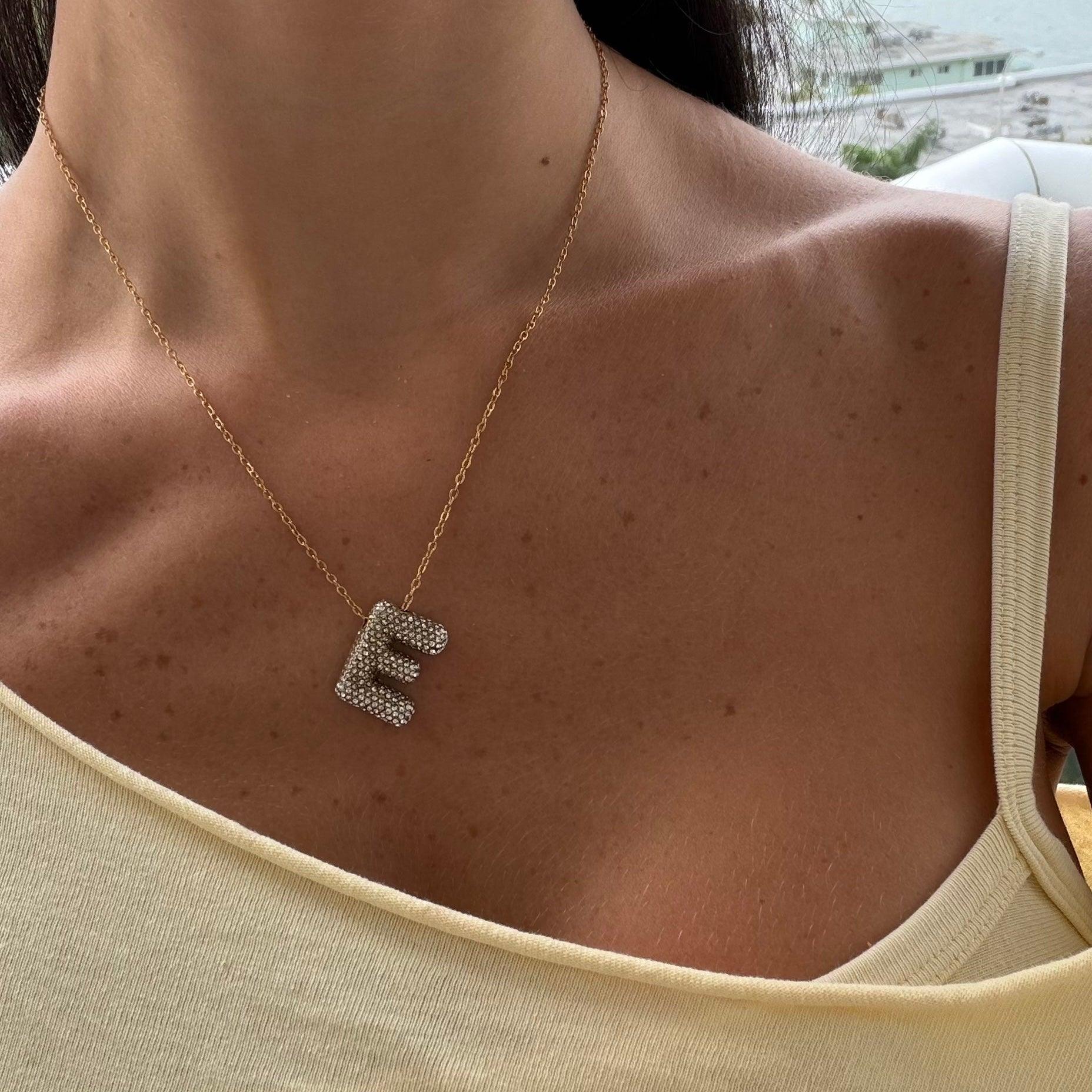 Pave Bubble Letter Necklace