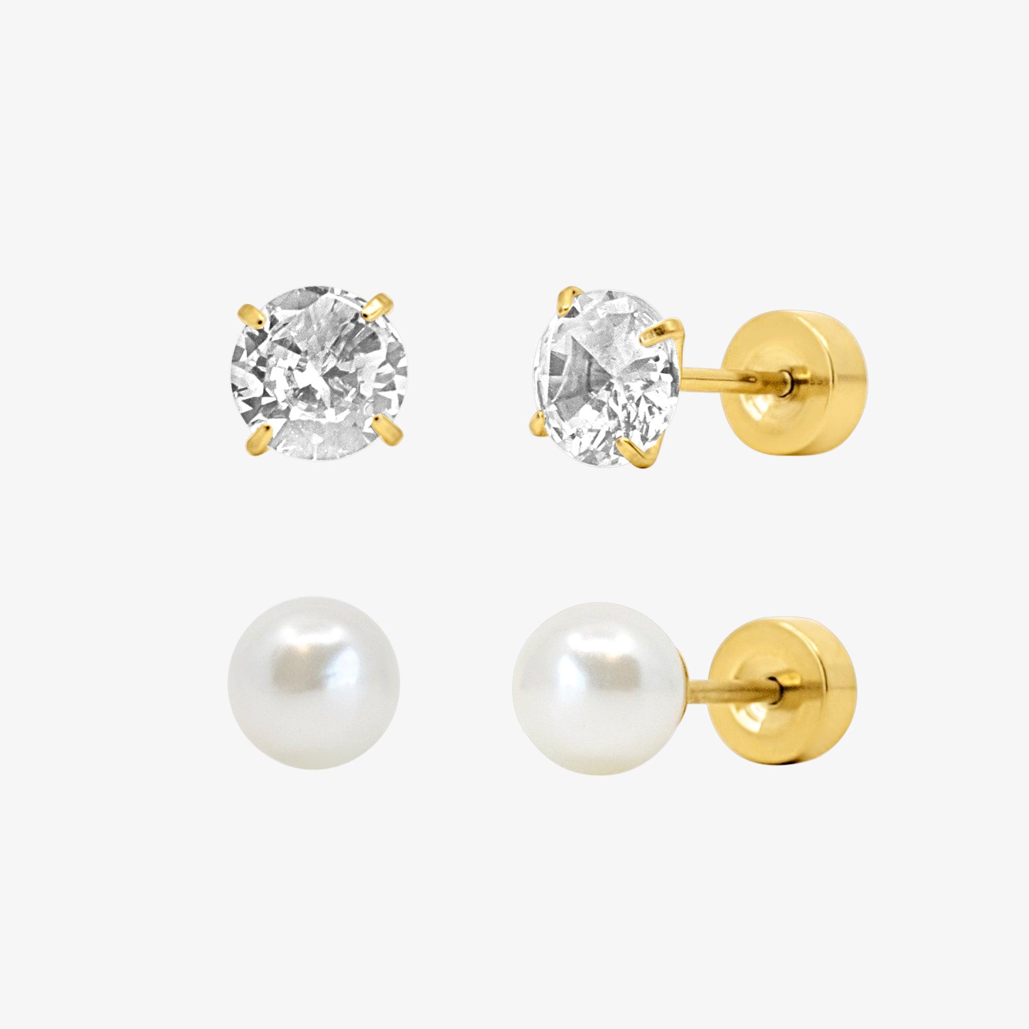 Timeless Babe Flat Back 2 Piece Earring Set Gold